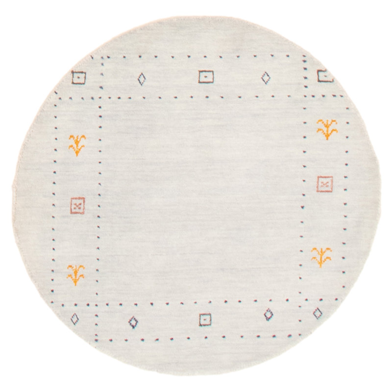 Tapis rond gris en laine tissé à la main 3 pi Buchy