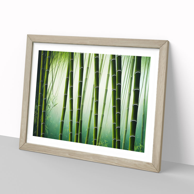 Contoured Bamboo Forest - Framed Print, 46cm H x 64cm W x 2cm D, Oak