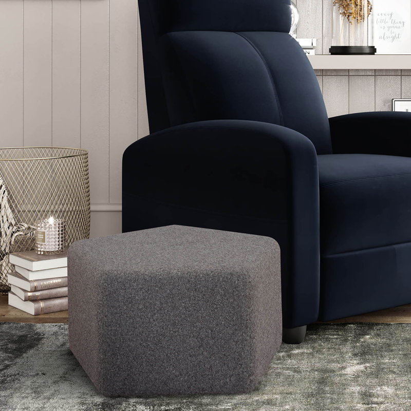 Beanna 34" Wide Boucle Upholstered Ottoman, Gray Polyester