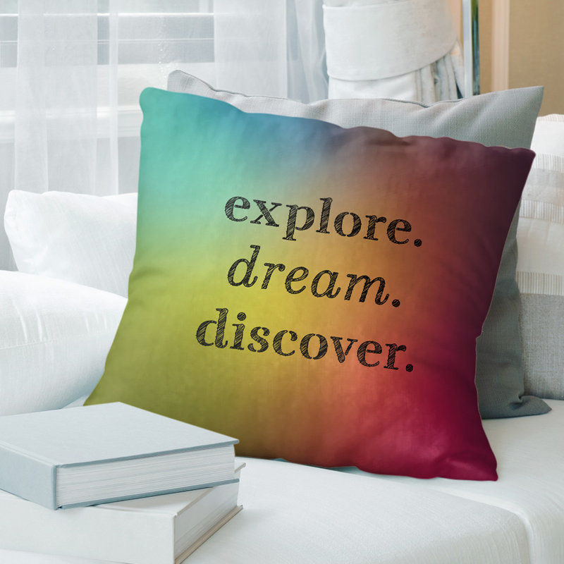Coussin Handjet, 14 po x 14 po, Arc-en-ciel, Housse de coussin seulement - sans coussin