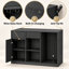 Modern Fluted Design with Built In Power Hub Freestanding Bar Cabinet for Dining Room and Kitchen-666791173-666791195