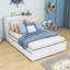 Lit plateforme en bois avec couchette et tablettes coulissantes Ezai-277104597