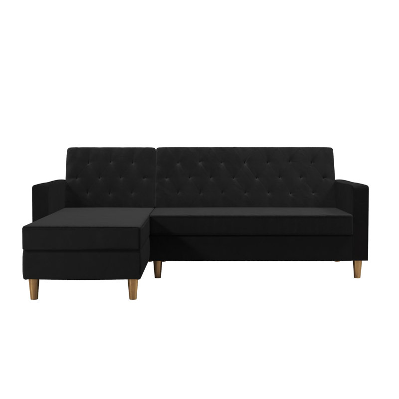 3 Seater Sofa Bed, Black Velvet