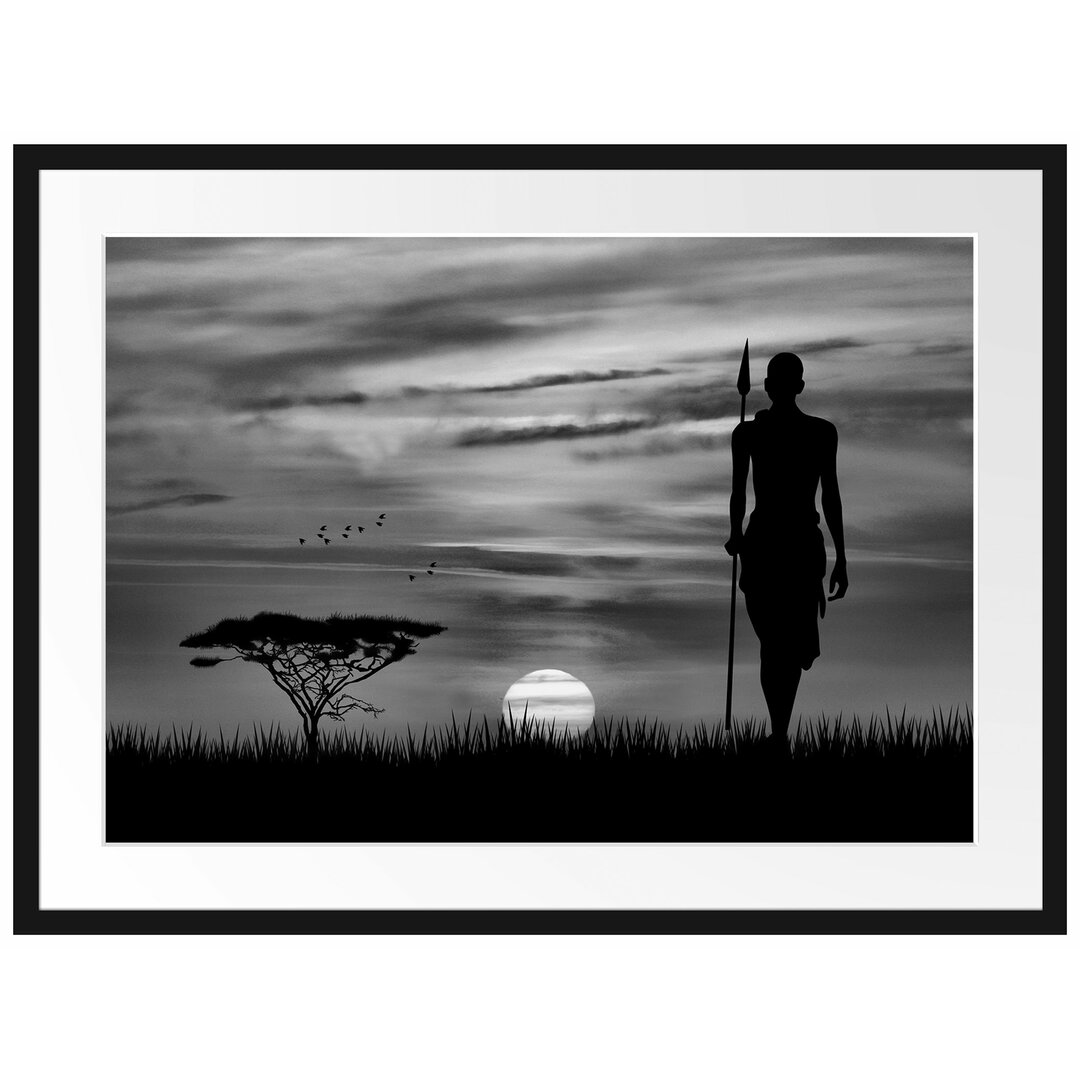 Gerahmtes Poster Roter Sonnenuntergang in Afrika