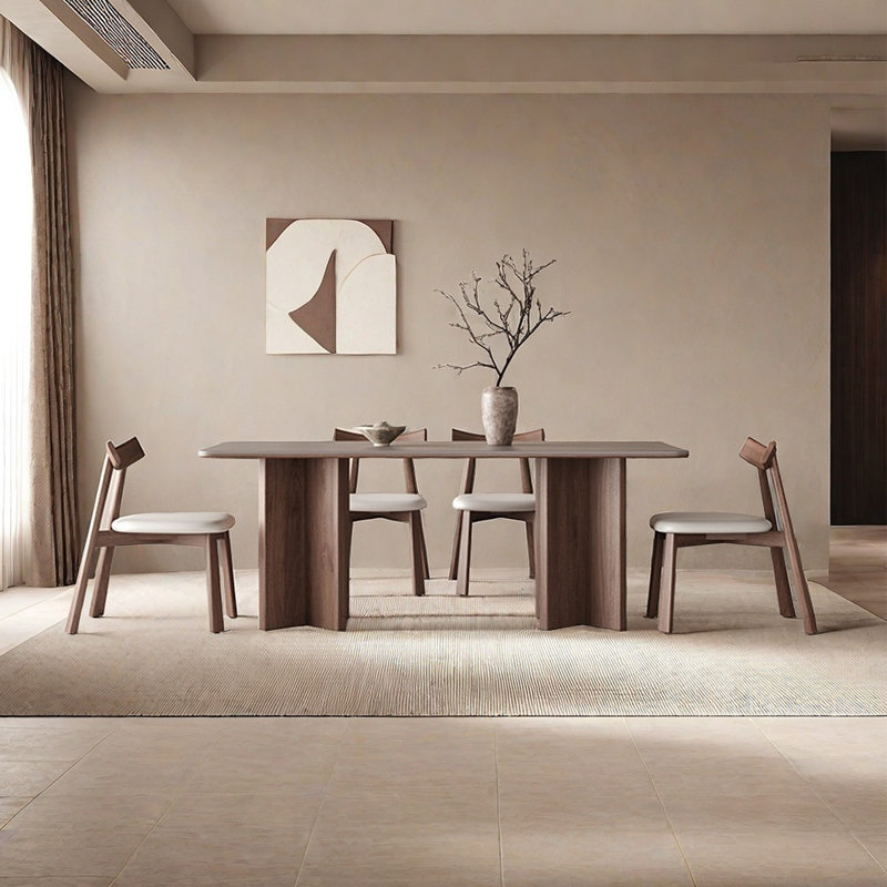 Retro light luxury rectangular dining table set, 29.5"H x 70.8"L x 35.4"W