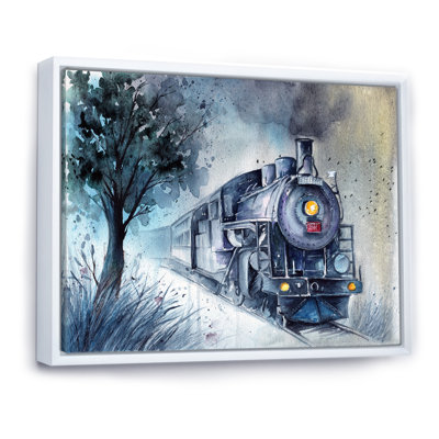 " A Steam Locomotive In Grey Green Colors With Grass "