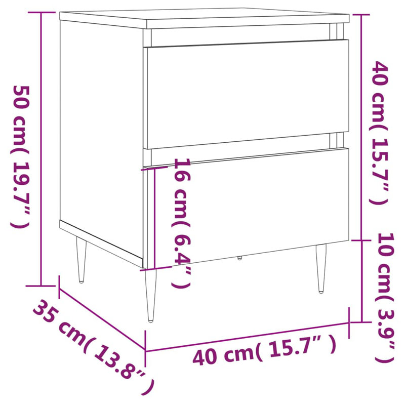Solley 40cm W Iron Bedside Table, Black, Individual