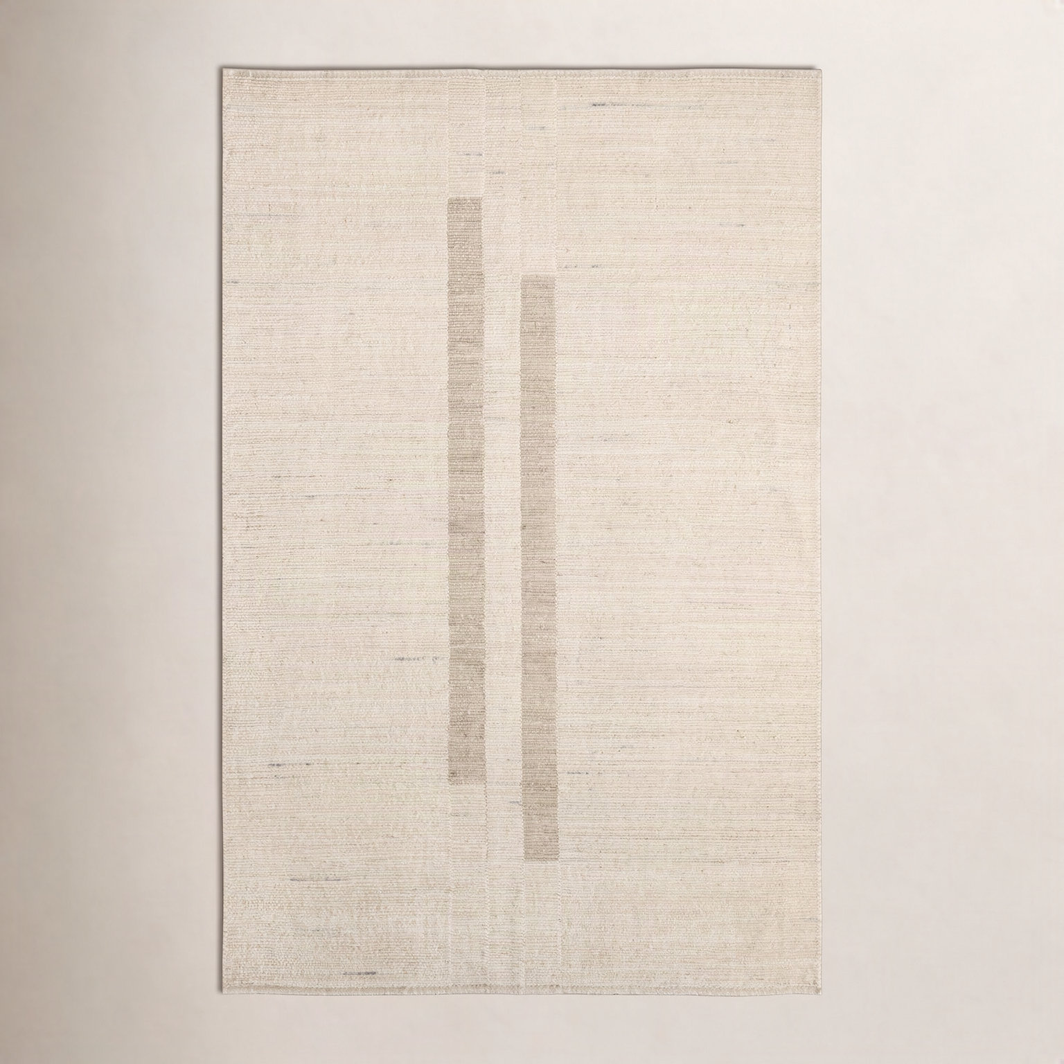 Nona Ivory Tan Hand-Woven Striped Rug, Rectangle 10' x 14'