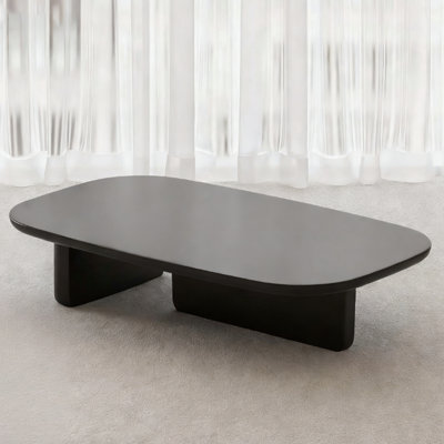 Retro Black Manufactured Wood Oval Coffee Table