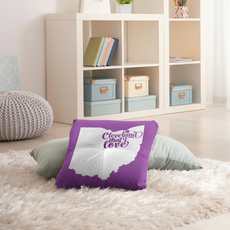 Coussin de plancher touffeté, 26 po x 26 po, Violet, Cleveland