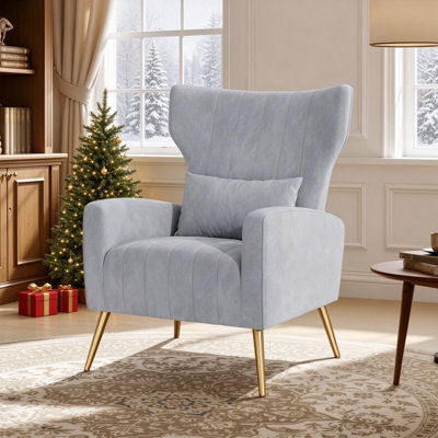 Velvet Wingback Chair