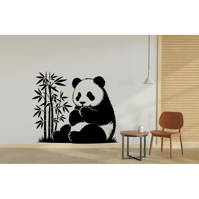 Adhésif décoratif panda, art mural tête de panda, H 17 po x l 21 po, Vert