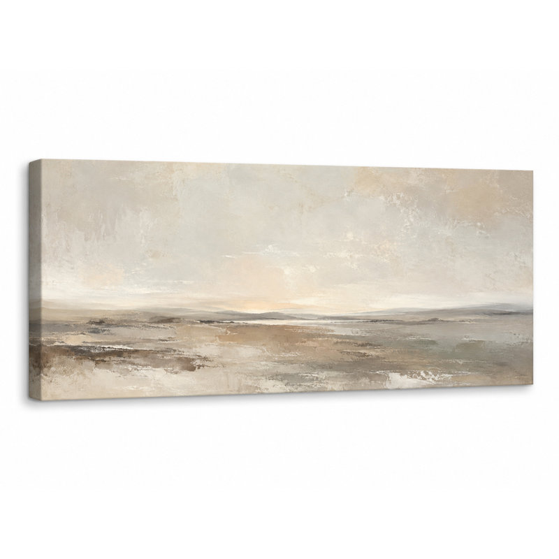 Neutre, aube beige, paysage abstrait enveloppé Iraima, 55" W x 27.5" H x 1.5" D