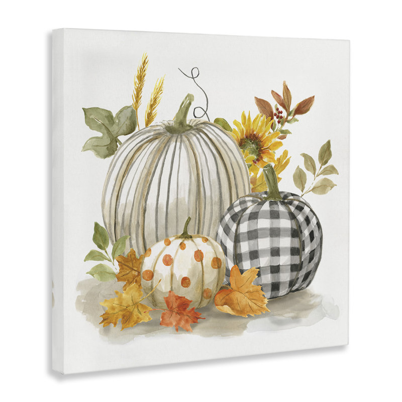 Patterned Pumpkins Autumn Harvest Country Still Life by Nan - Graphic Art, 36" H x 36" W