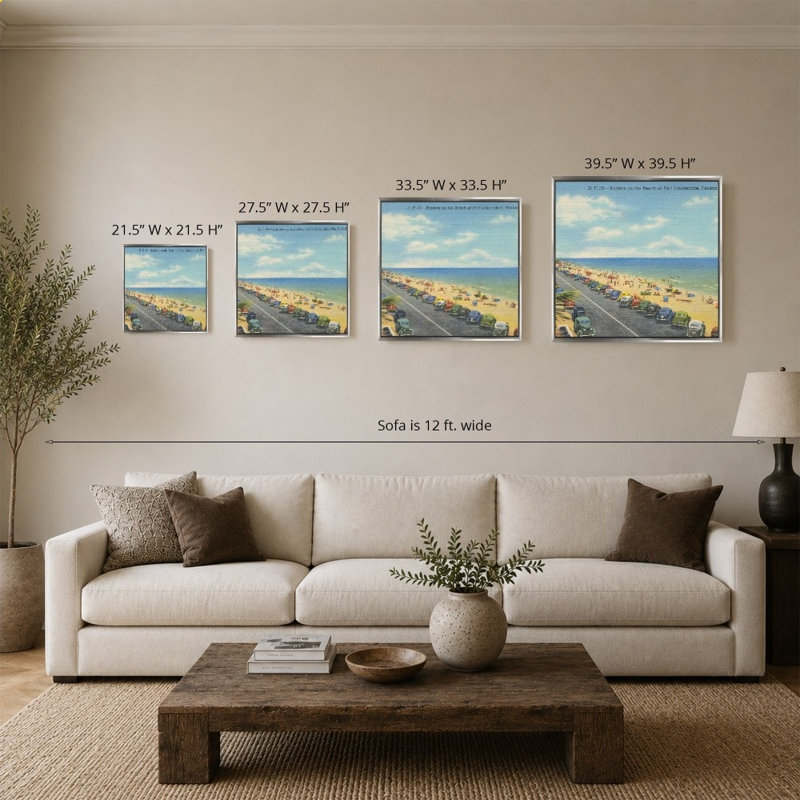 Plage, carte postale II par Wild Apple Portfolio - impression sur toile, H 24 po x l 24 po, Silver