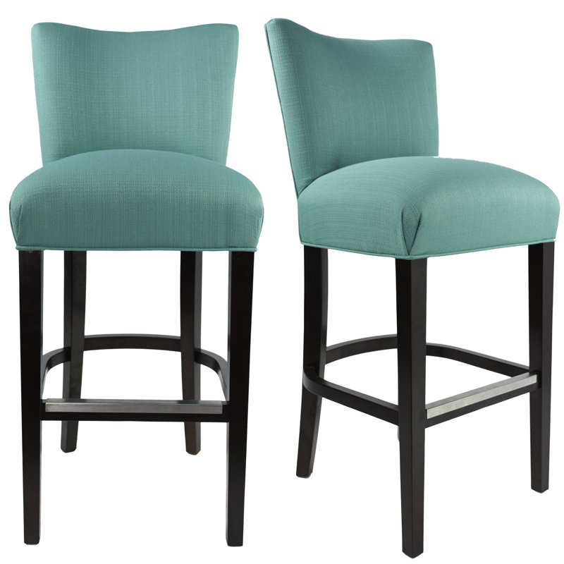Upholstered Counter Stool with Solid Wood Frame, Lagoon