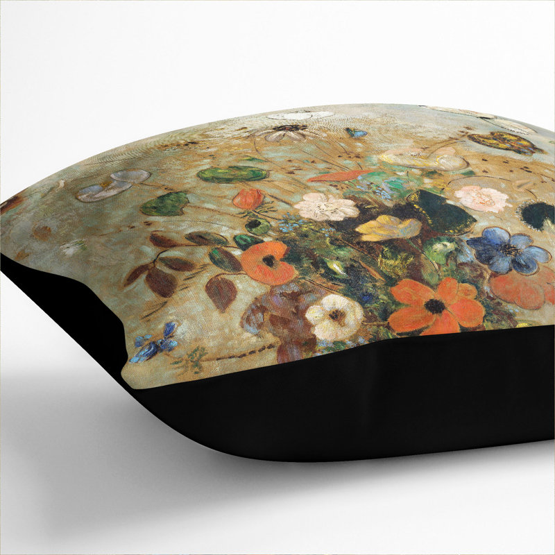 Vase Of Flowers Vol.5 Square Throw Cushion, Black, 55cm H x 55cm W x 20cm D