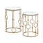 Adley Set of 2 Nesting Coffee Table, Side Tables with Glass Top, Gold Tone