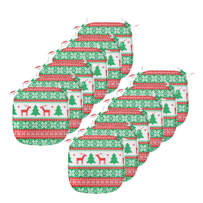 Reindeer Star and Snowflake Chair Pad Cushion