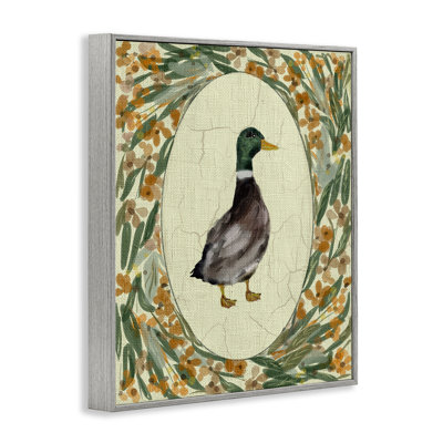 Duck Portrait with Florals Framed Giclee, design by Yen