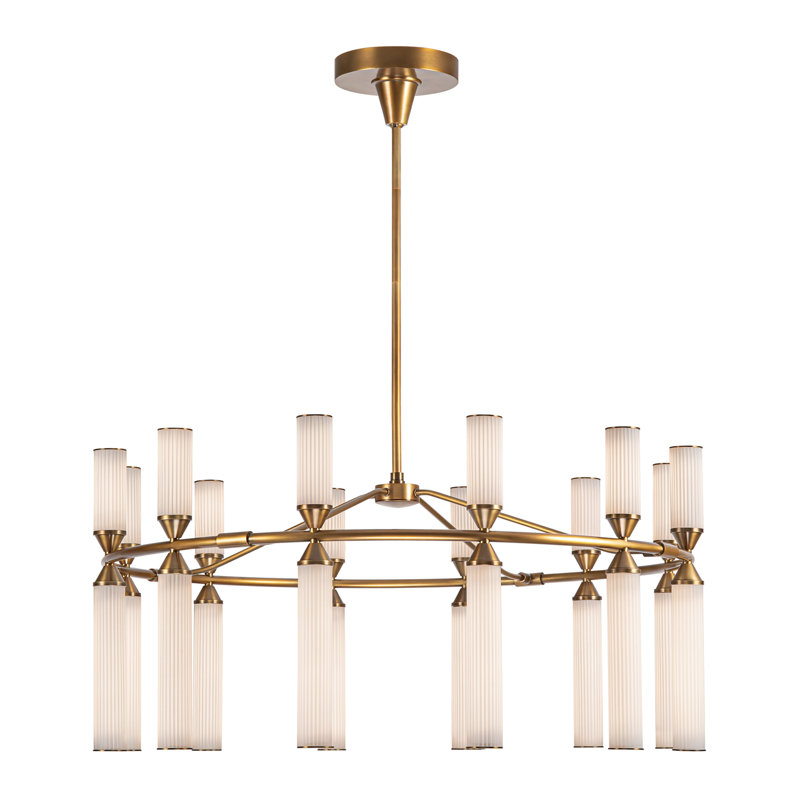 Lustre en roue de chariot à 24 lumières DEL Edwin, Laiton rétro