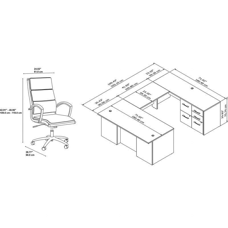 Office 500 Collection Piece Executive Desk Office Set