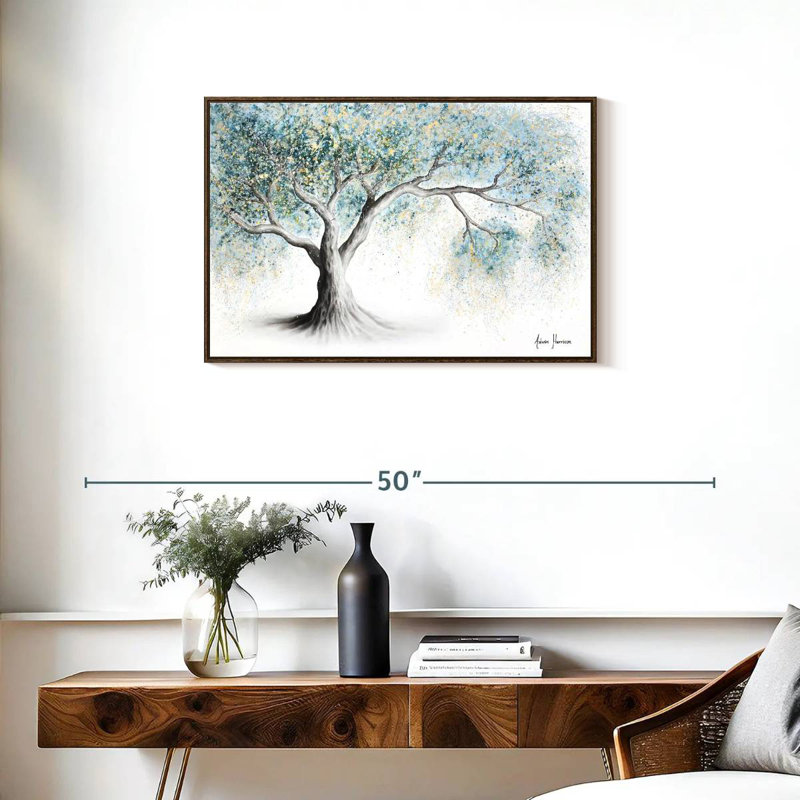 Arbre givré doux, Cadre flottant en noyer, 31 po x 21 po