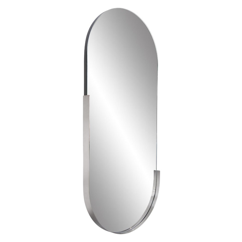 Dante Oval Stainless Steel Beveled Mirror, Stainless Steel