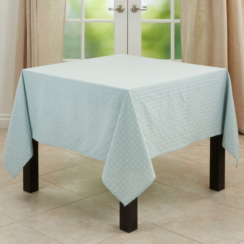 Clarkston Box Stitch Tablecloth, Aqua, 70" x 70"