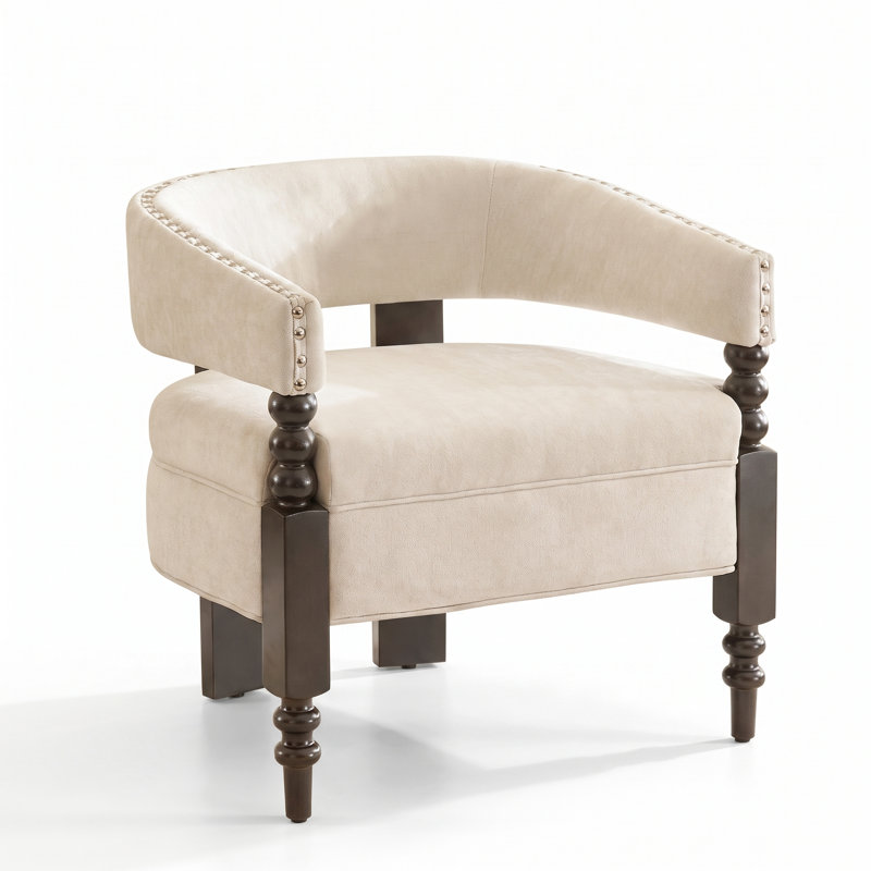 Barrel Upholstered Armchair, Beige