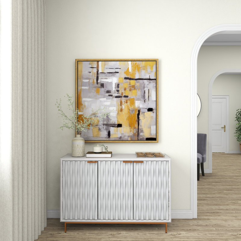 Wrought Studio™ Canvas Abstract Gold Framed Wall Art with Gold Frame ...
