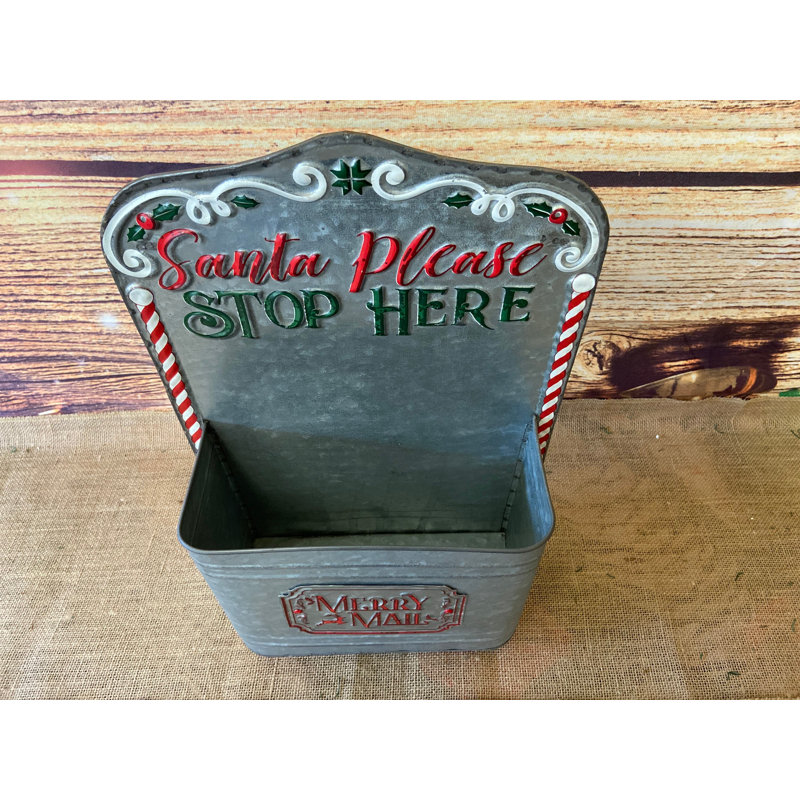 Galvanized Metal MERRY MAIL Box Wall Art