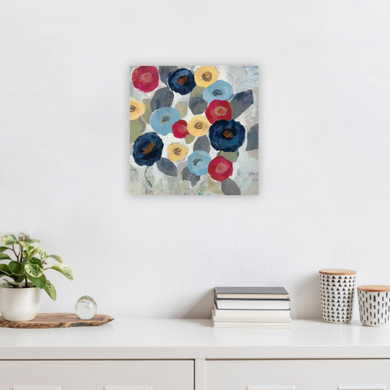 Fleurs grises d'hiver sur toile, art mural moderne de 24 po x 24 po
