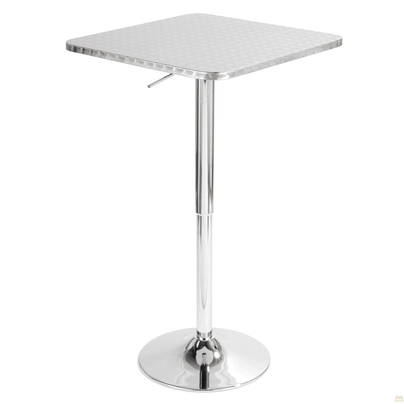 Table de bar contemporaine ajustable carrée argentée