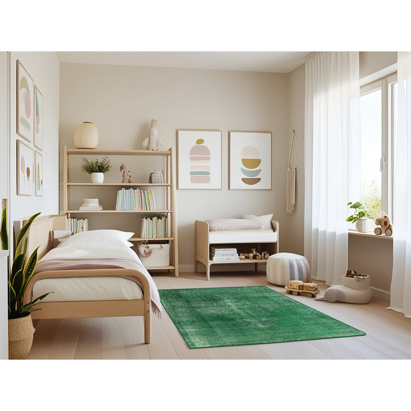 Tapis vert à motif abstrait, Rectangle 4 pi x 6 pi