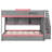Full Over Full Bunk Bed with Twin Size Trundle and Staircase, Shelves, LED,Gray-1949823944