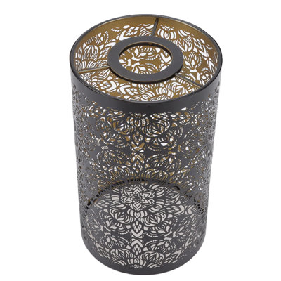 Medium Lamp Shade,Metal Lampshade With Flower Carved Pattern,Modern Style Lampshade For Table Lamp And Floor Light,20 X 12 X 12Cm