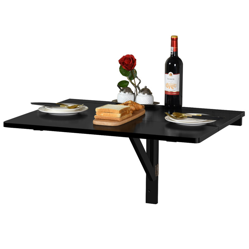 Achsah 80cm Rectangular Folding Table, Black