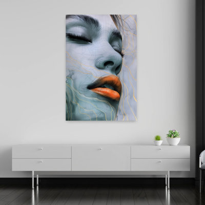 «Dreamy Orange Lips Elegant Contemporary», art mural
