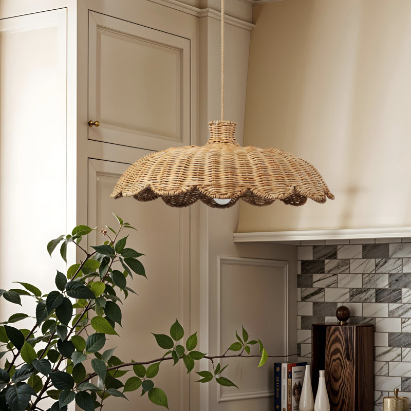 Luminaire suspendu en rotin Aurelia, 28" Diameter