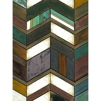 " Browns Chevron Wood Blocks " Painting Print