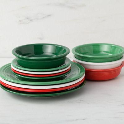 Christmas Classic Rim 12-Piece Dinnerware Set, Service for 4