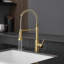 Kitchen Faucet With Pull Down Sprayer Brushed Gold Stainless Steel Single Handle Pull Out Spring Sink Faucets-120706275