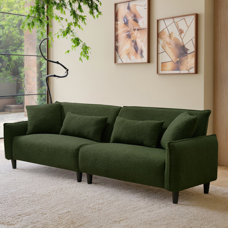 Causeuse rembourrée 96,8 po avec 4 coussins, Noir, noir, noir, noir