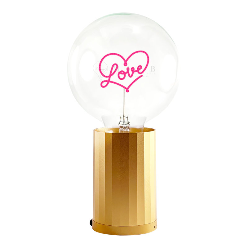 Ampoule LOVE rouge avec base Lampe de table PORTABLE or rose