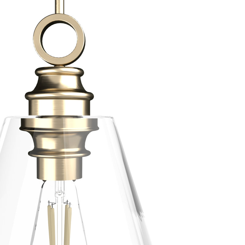 Klein 1 Light Glass Cone Pendant, Alturas Gold, Large