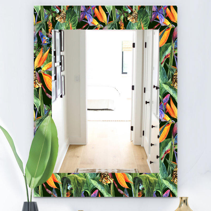 Miroir mural traditionnel 1 bohémien et éclectique gloomys tropical ambiance, H 24 po x l 32 po