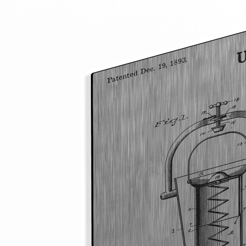 «Wine Cooler Blueprint Brevet White» par Patents, H 24 po x l 36 po