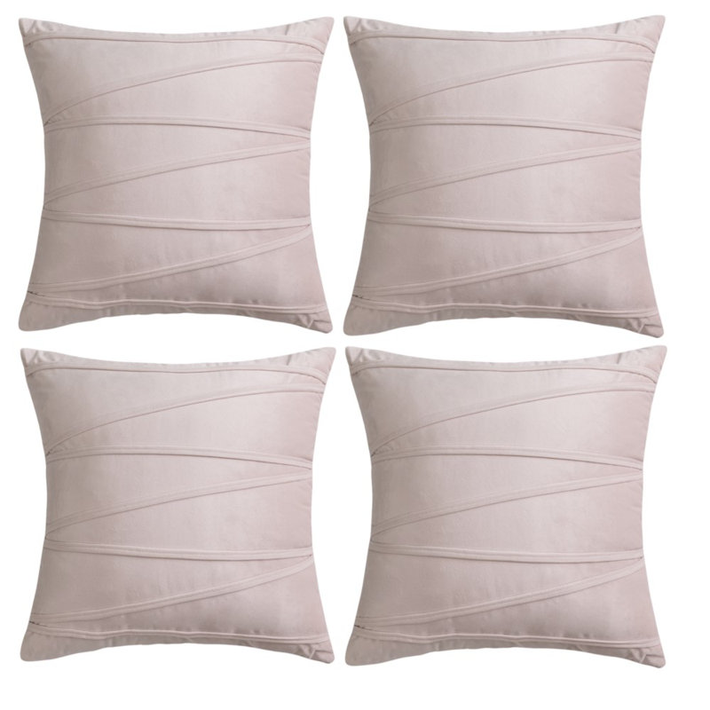 Ensemble de 4 coussins décoratifs en velours (inséré inclus), Rose