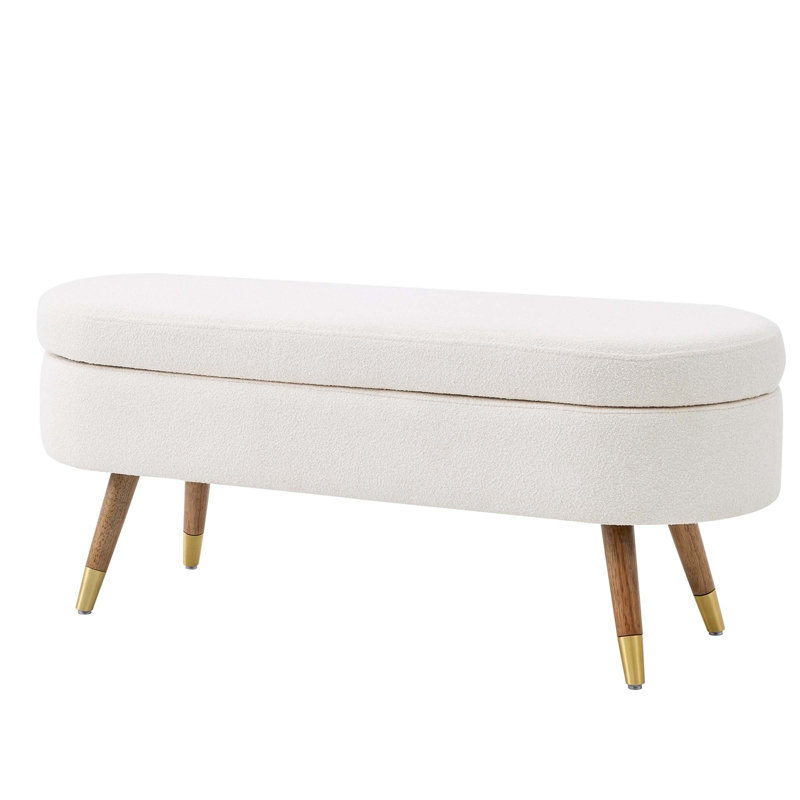 Banc de rangement avec repose-pieds Boucle, Ivoire